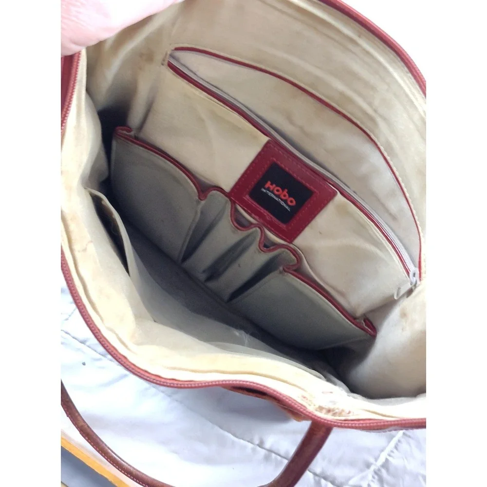 HOBO International Leather Shoulder Bag Large Cranberry Red Tote Handbag Purse